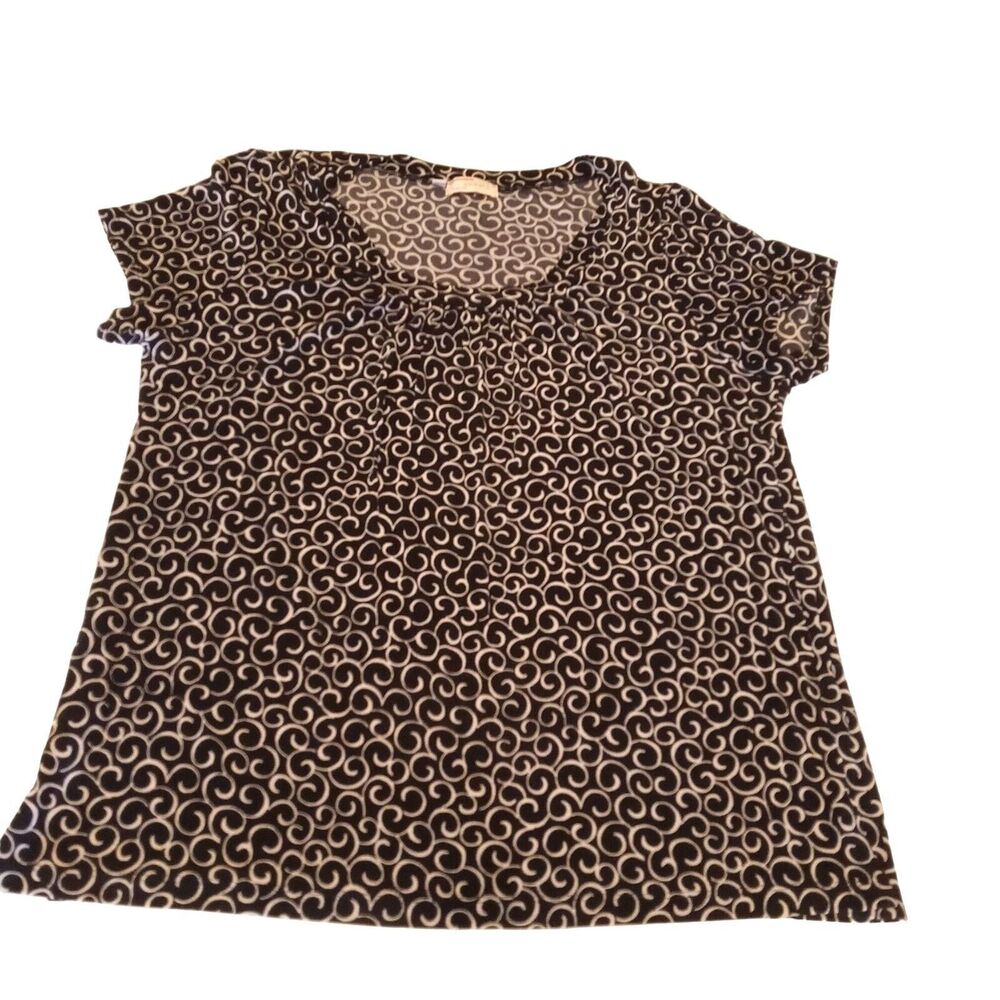 Choices Women's 1X Shirt Black & White Stretchy Blouse